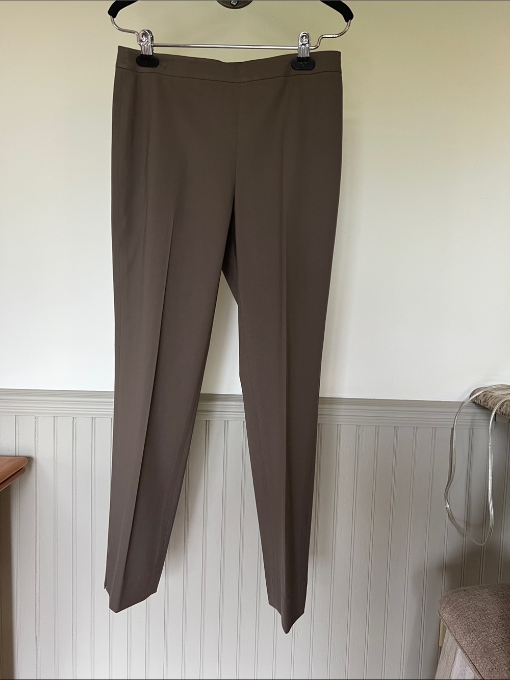 Lafayette 148 New York Slim Straight Trousers in Taupe Brown